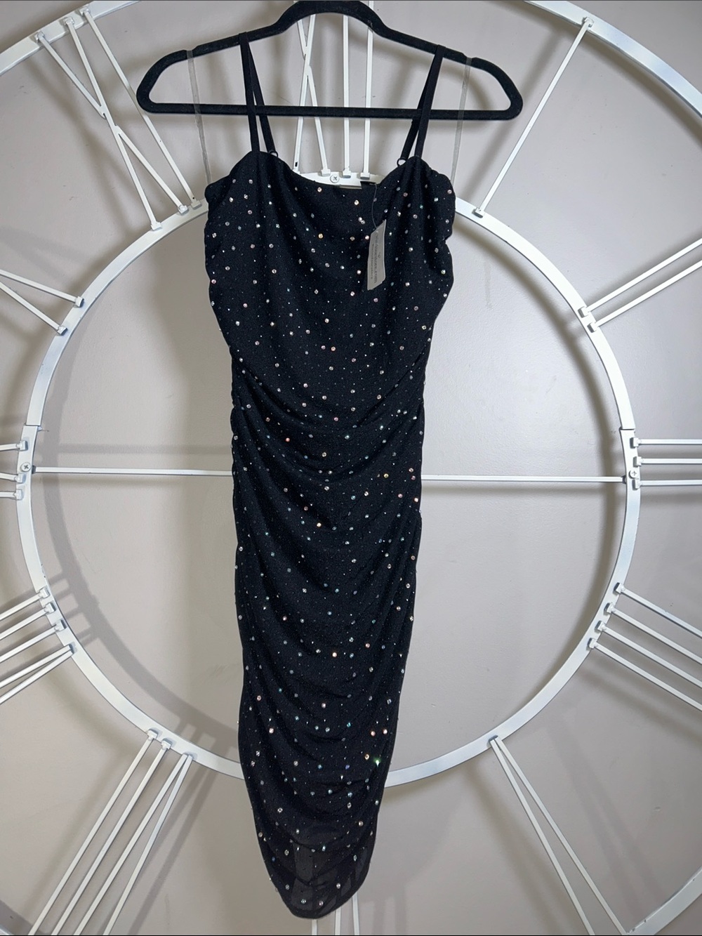 Windsor Black Sequin Ruched Mini Slip Dress